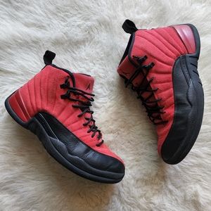 Jordan 12 red black suede